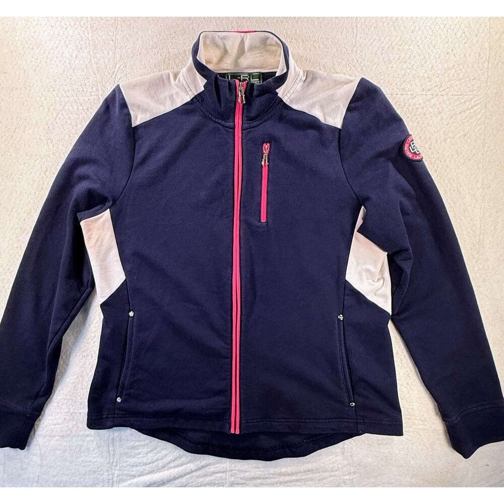 Ralph Lauren Womens Activewear Jacket Navy/White Cotton Blend Large Vintage